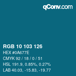 Color code: RGB 10 103 126 | qconv.com
