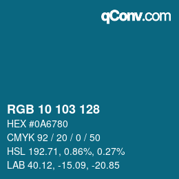Color code: RGB 10 103 128 | qconv.com