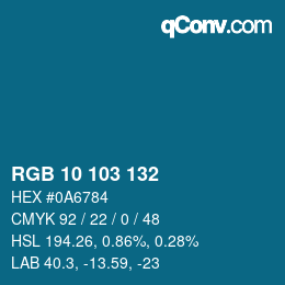 Color code: RGB 10 103 132 | qconv.com