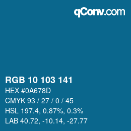 カラーコード: RGB 10 103 141 | qconv.com