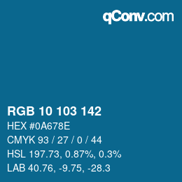 カラーコード: RGB 10 103 142 | qconv.com