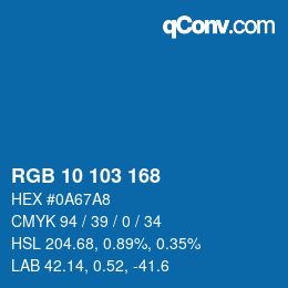 カラーコード: RGB 10 103 168 | qconv.com