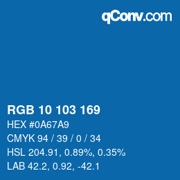 カラーコード: RGB 10 103 169 | qconv.com