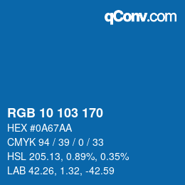 Color code: RGB 10 103 170 | qconv.com