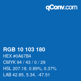 Color code: RGB 10 103 180 | qconv.com