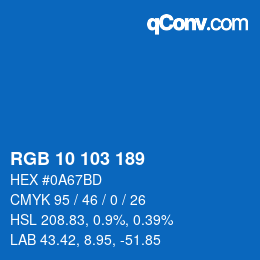 カラーコード: RGB 10 103 189 | qconv.com