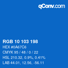 カラーコード: RGB 10 103 198 | qconv.com