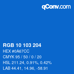 Farbcode: RGB 10 103 204 | qconv.com