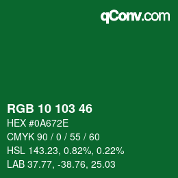 Color code: RGB 10 103 46 | qconv.com
