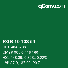 カラーコード: RGB 10 103 54 | qconv.com