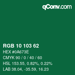 Color code: RGB 10 103 62 | qconv.com