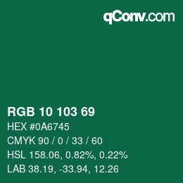 Color code: RGB 10 103 69 | qconv.com