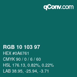 Farbcode: RGB 10 103 97 | qconv.com