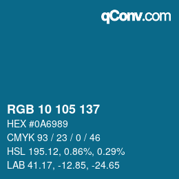 カラーコード: RGB 10 105 137 | qconv.com