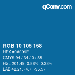 カラーコード: RGB 10 105 158 | qconv.com