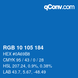 カラーコード: RGB 10 105 184 | qconv.com