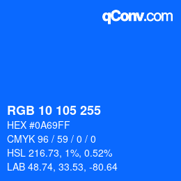 Color code: RGB 10 105 255 | qconv.com