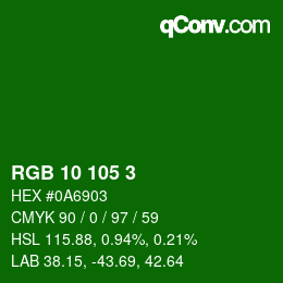 Color code: RGB 10 105 3 | qconv.com