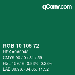 Color code: RGB 10 105 72 | qconv.com