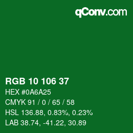 カラーコード: RGB 10 106 37 | qconv.com