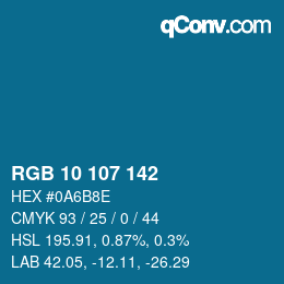 Color code: RGB 10 107 142 | qconv.com