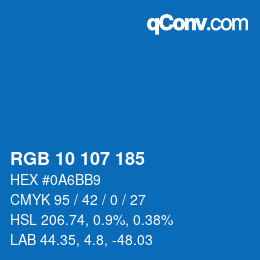 カラーコード: RGB 10 107 185 | qconv.com