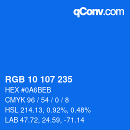 颜色代码: RGB 10 107 235 | qconv.com