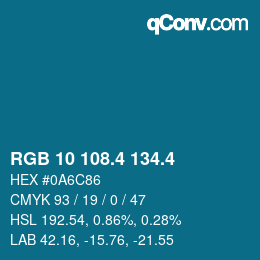 カラーコード: RGB 10 108.4 134.4 | qconv.com