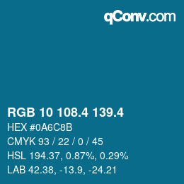 カラーコード: RGB 10 108.4 139.4 | qconv.com