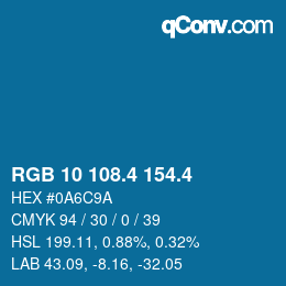 カラーコード: RGB 10 108.4 154.4 | qconv.com