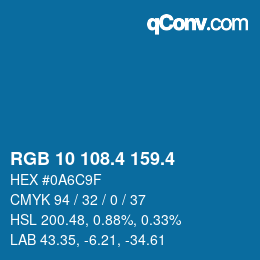 カラーコード: RGB 10 108.4 159.4 | qconv.com