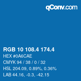 カラーコード: RGB 10 108.4 174.4 | qconv.com