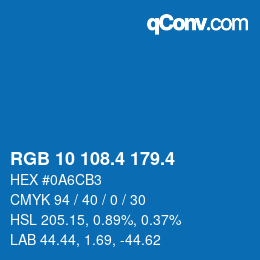 カラーコード: RGB 10 108.4 179.4 | qconv.com