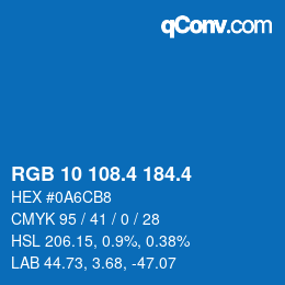 カラーコード: RGB 10 108.4 184.4 | qconv.com