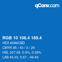 カラーコード: RGB 10 108.4 189.4 | qconv.com