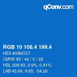カラーコード: RGB 10 108.4 199.4 | qconv.com
