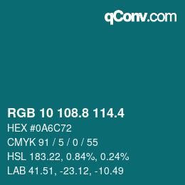 カラーコード: RGB 10 108.8 114.4 | qconv.com