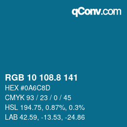 Color code: RGB 10 108.8 141 | qconv.com