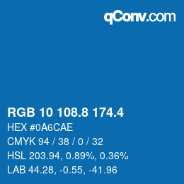 カラーコード: RGB 10 108.8 174.4 | qconv.com