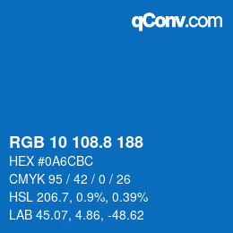 Color code: RGB 10 108.8 188 | qconv.com
