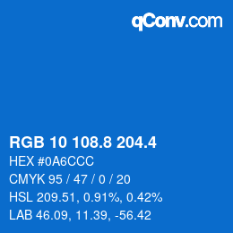 カラーコード: RGB 10 108.8 204.4 | qconv.com