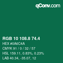 カラーコード: RGB 10 108.8 74.4 | qconv.com