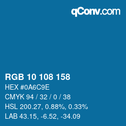 カラーコード: RGB 10 108 158 | qconv.com