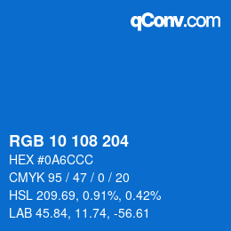 Color code: RGB 10 108 204 | qconv.com