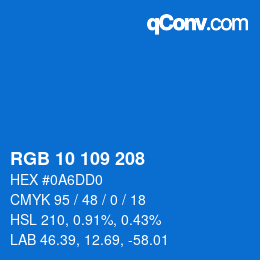 Color code: RGB 10 109 208 | qconv.com