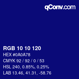 カラーコード: RGB 10 10 120 | qconv.com
