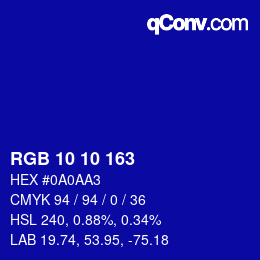 Color code: RGB 10 10 163 | qconv.com