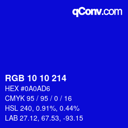 Color code: RGB 10 10 214 | qconv.com