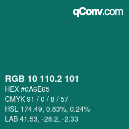 カラーコード: RGB 10 110.2 101 | qconv.com
