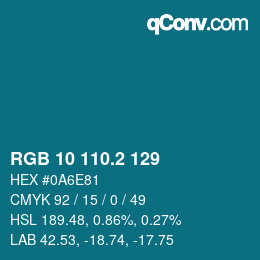 カラーコード: RGB 10 110.2 129 | qconv.com